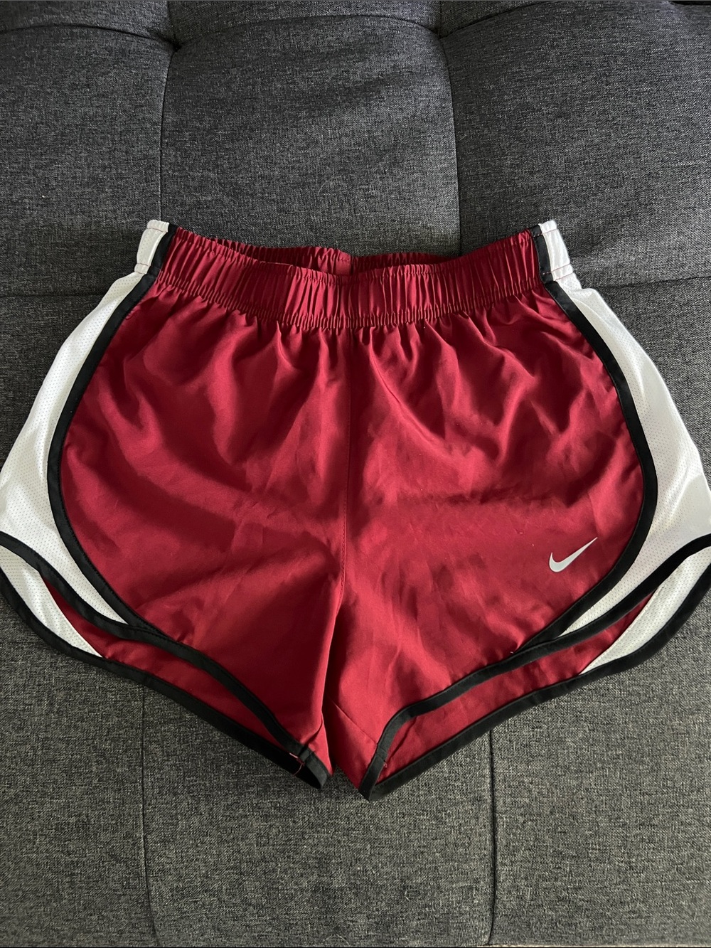 Nike Women's Burgundy Athletic Shorts with White Panels
